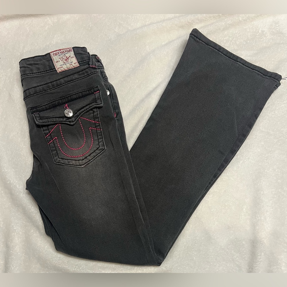 True religion grey washed Joey high rise flare size 12 girls jean pants